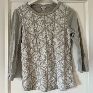 EUC Sage Green J Crew Embroidered Top
